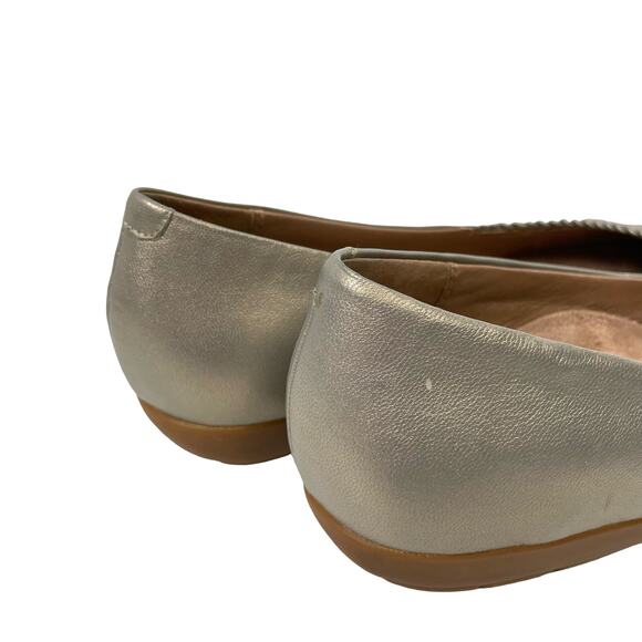Abeo | NARROW Taylin Neutral Gold Shimmer Metallic Leather Comfort Flats - Picture 7 of 9